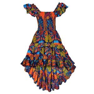 NWT ANTHROPOLOGIE LIVE 4 TRUTH BOHO TROPICAL HI-LO MAXI RUFFLED DRESS RESORT MED